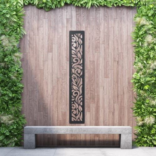 Aluminium Privacy Screen Botanical - Free Standing - 1800mm x 300mm Black