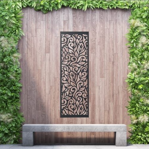 Aluminium Privacy Screen Botanical - Free Standing - 1800mm x 600mm Black