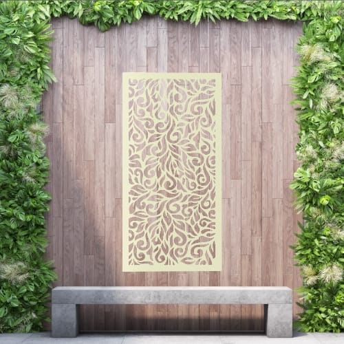 Aluminium Privacy Screen Botanical - Wall Mounted - 1800mm x 900mm Cream