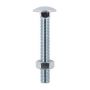 M12 x 100mm - Coach Bolt with Nut Grade 4.6 DIN 603 - BZP - Bag of 4