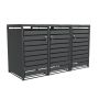 Ecoscape Triple Bin Store with Lid - 2000mm x 800mm x 1160mm Charcoal